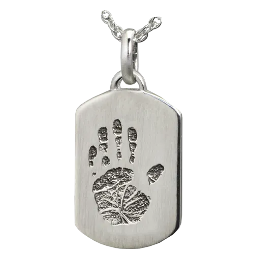Petite Dog Tag with Handprint Pendant