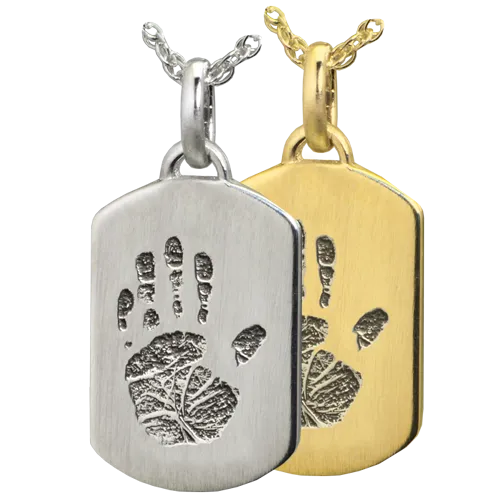 Petite Dog Tag with Handprint Pendant