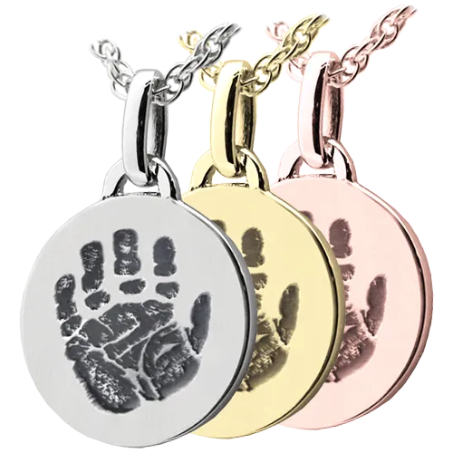 Petite Round Handprint Pendant