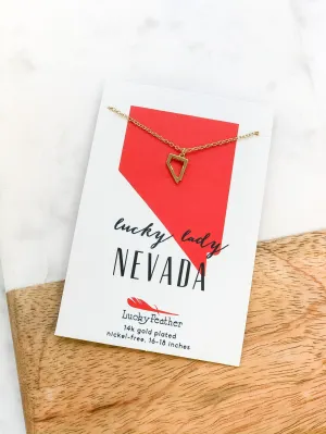Petite State Outline Pendant Necklaces by Lucky Feather - Nevada