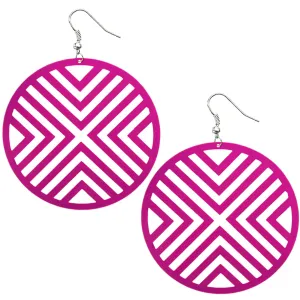 Pink Oversized Cutout Round Earrings