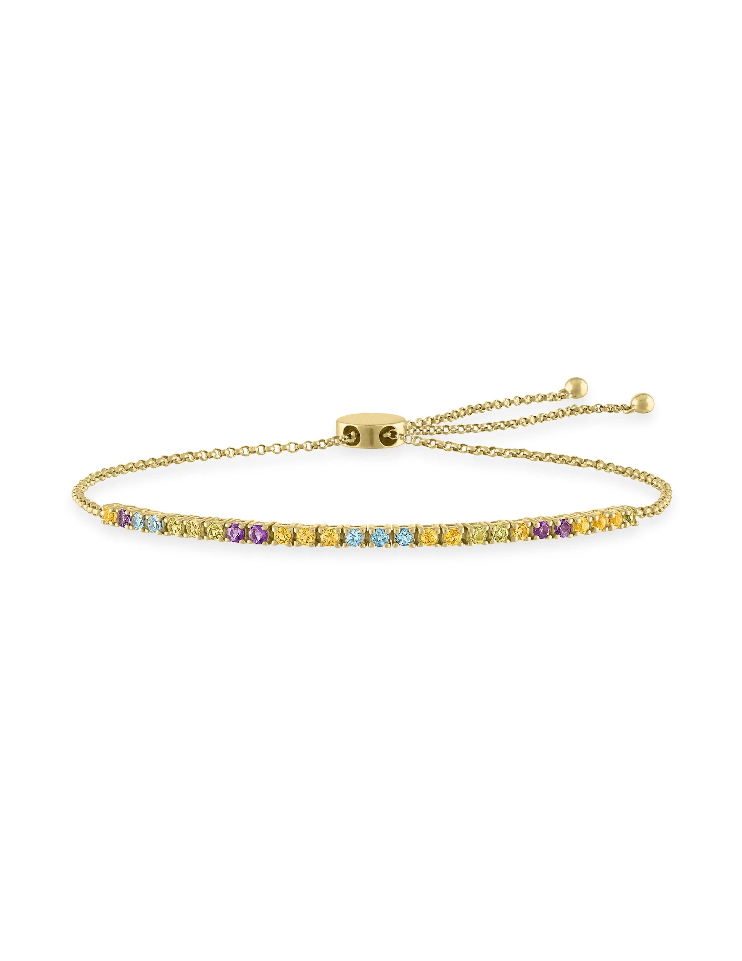 Pixie Bolo Tennis Bracelet: Multi-Color Rainbow-14K Yellow Gold