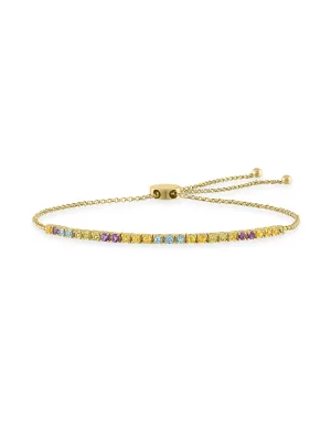 Pixie Bolo Tennis Bracelet: Multi-Color Rainbow-14K Yellow Gold
