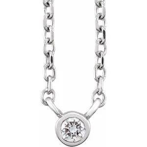 Platinum .03 CT Diamond Solitaire 16-18" Necklace