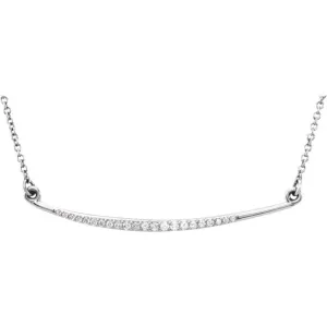 Platinum 1/8 CTW Diamond Curved Bar 16" Necklace