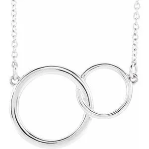 Platinum 20x14 mm Interlocking Circle 16-18" Necklace