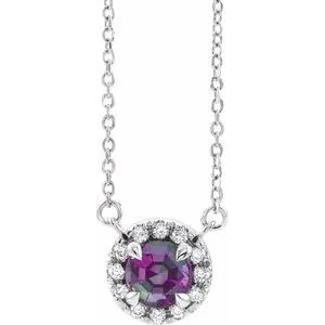 Platinum 4.5 mm Lab-Grown Alexandrite & .05 CTW Natural Diamond 18" Necklace