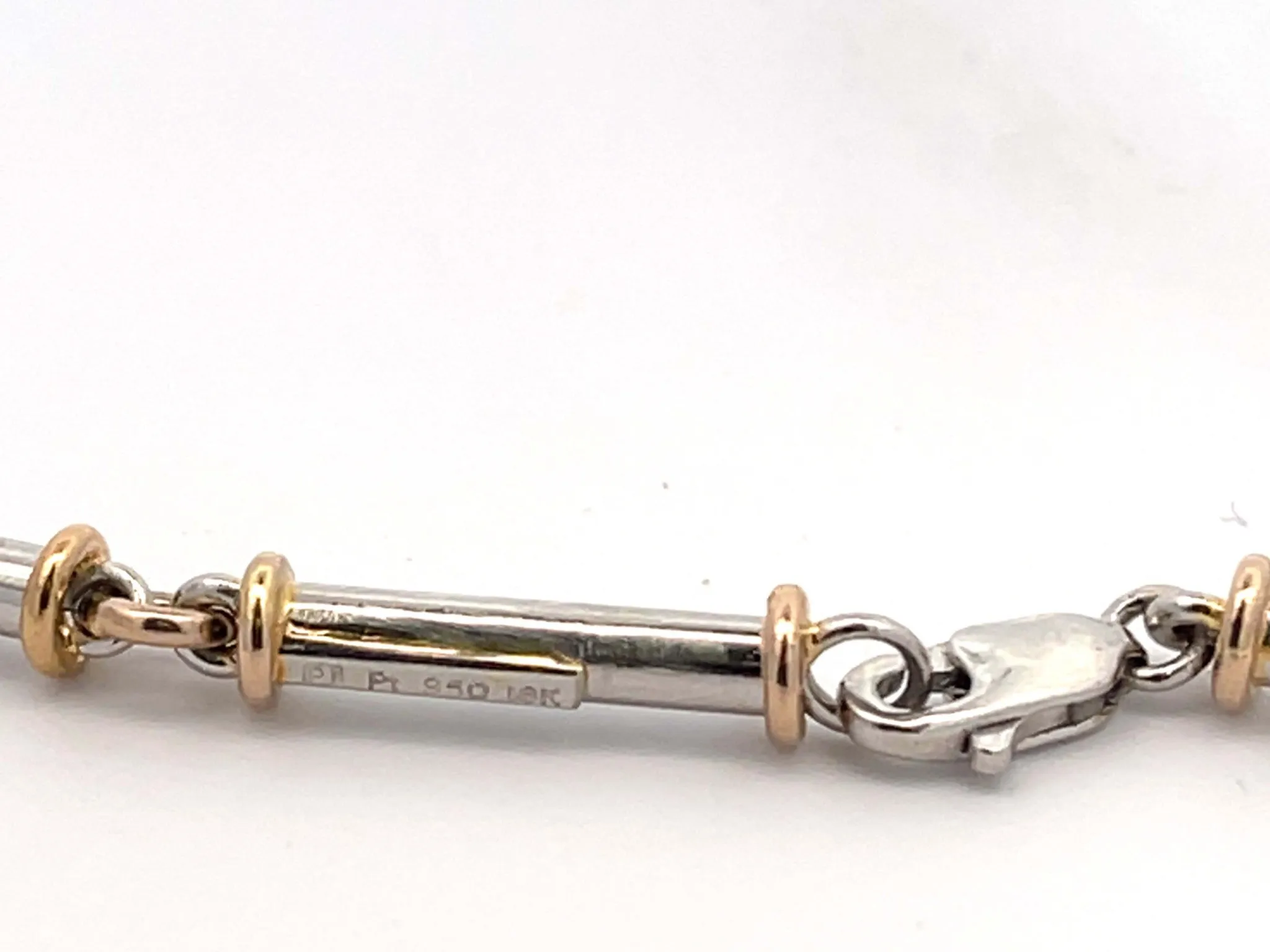 Platinum Barrel Sectional Necklace with 18k Yellow Gold Accents