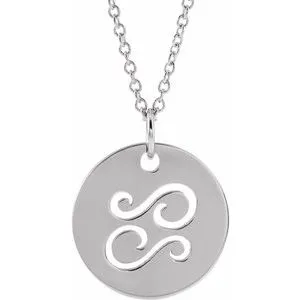Platinum Cancer Zodiac Disc 16-18" Necklace