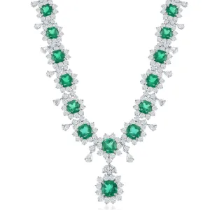 PLATINUM DIAMOND AND EMERALD NECKLACE