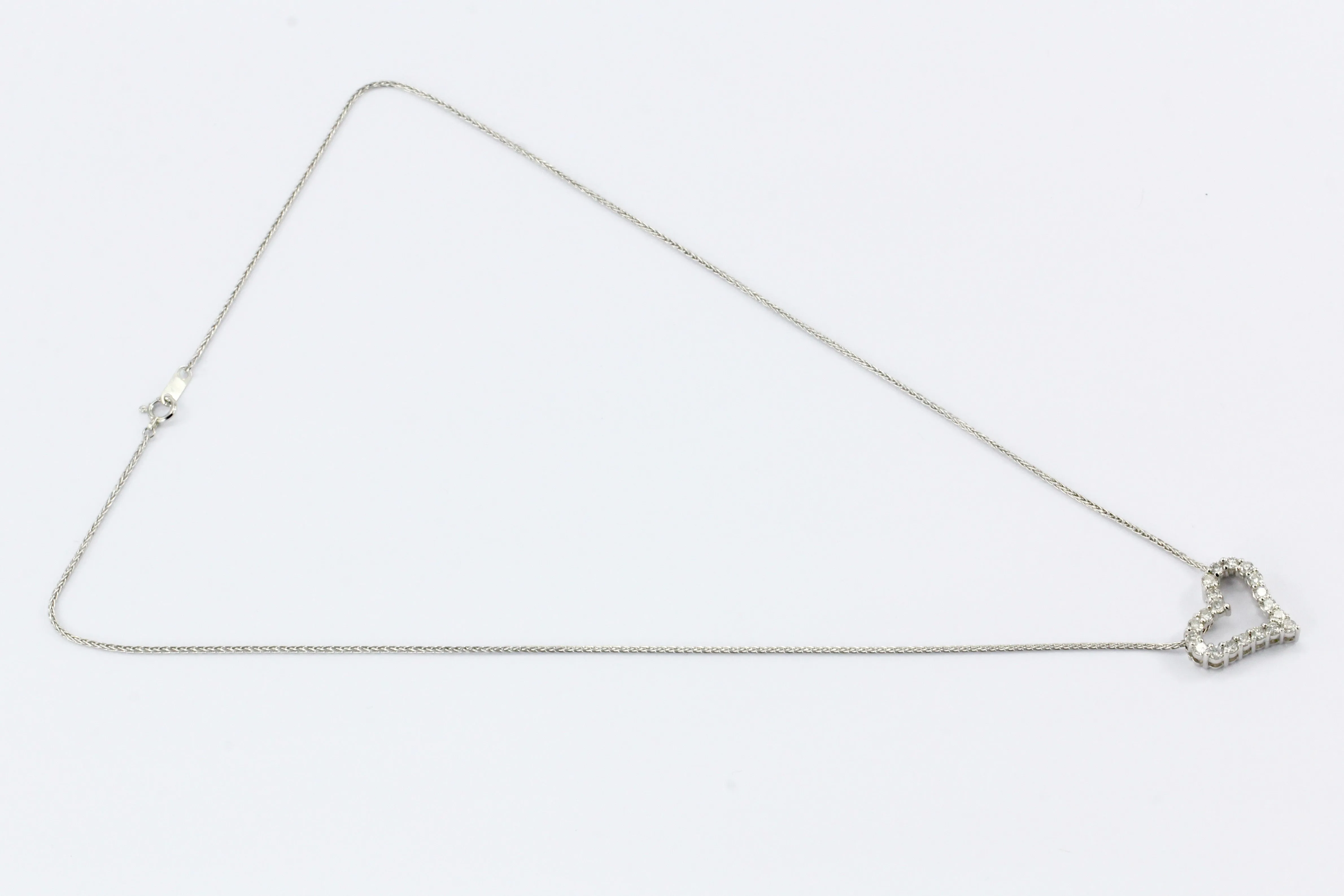 Platinum Diamond Heart Pendant Necklace 1CTW