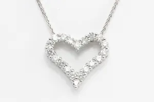Platinum Diamond Heart Pendant Necklace 1CTW