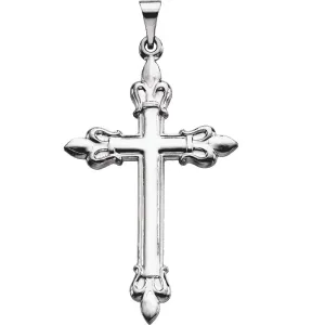 Platinum Fleur-de-lis Cross Pendant