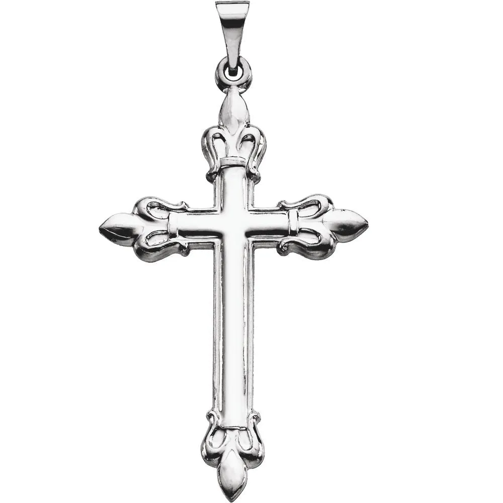 Platinum Fleur-de-lis Cross Pendant