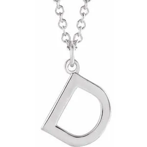 Platinum Initial D Dangle 16" Necklace