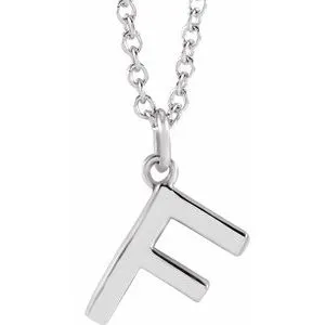 Platinum Initial F Dangle 16" Necklace
