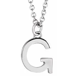 Platinum Initial G Dangle 16" Necklace