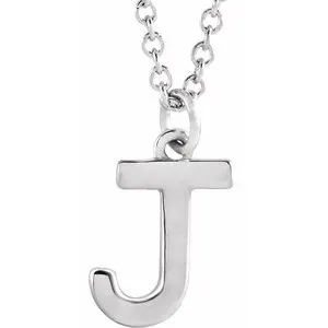 Platinum Initial J Dangle 16" Necklace