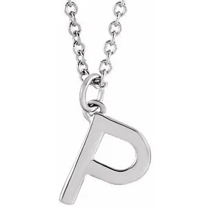 Platinum Initial P Dangle 16" Necklace