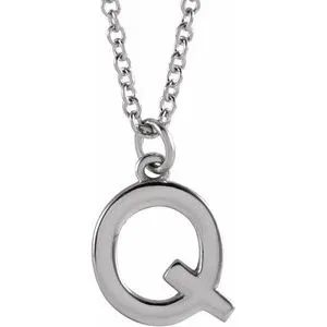 Platinum Initial Q Dangle 16" Necklace