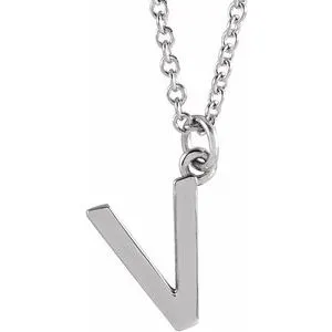 Platinum Initial V Dangle 18" Necklace