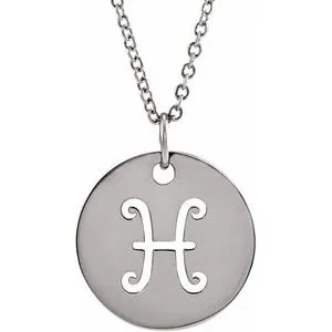 Platinum Pisces Zodiac Disc 16-18" Necklace