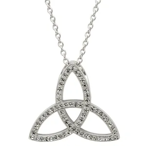 Platinum Plated Trinity necklace With Clear Crystals