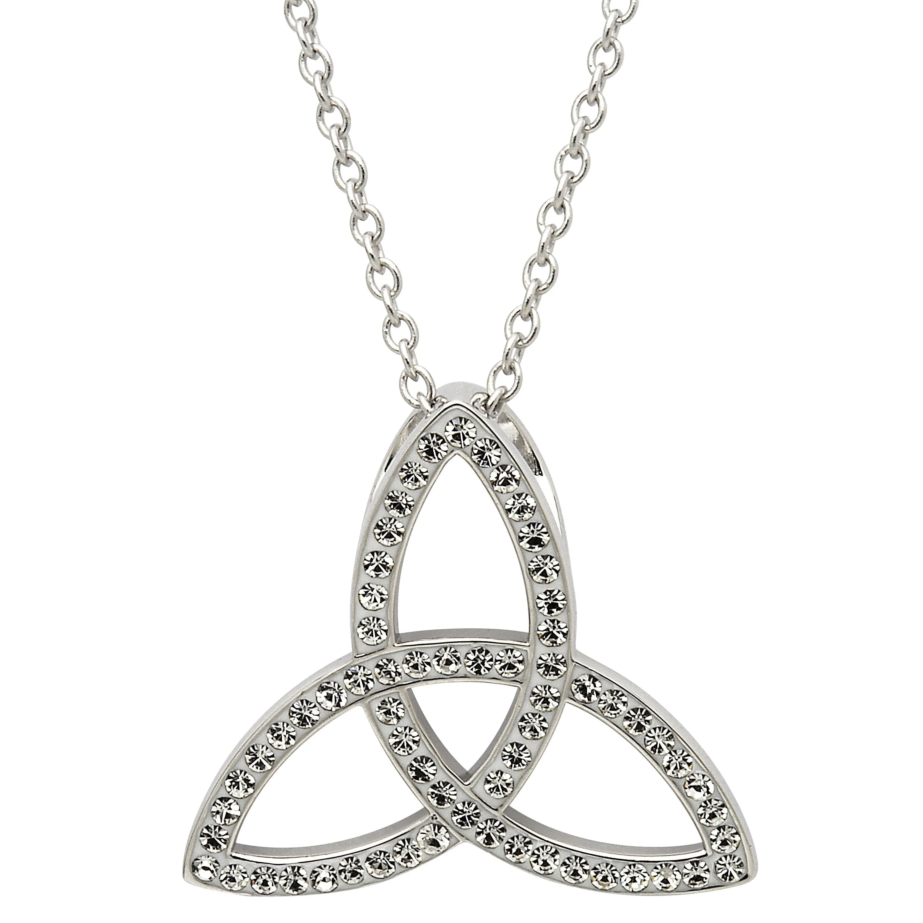Platinum Plated Trinity necklace With Clear Crystals
