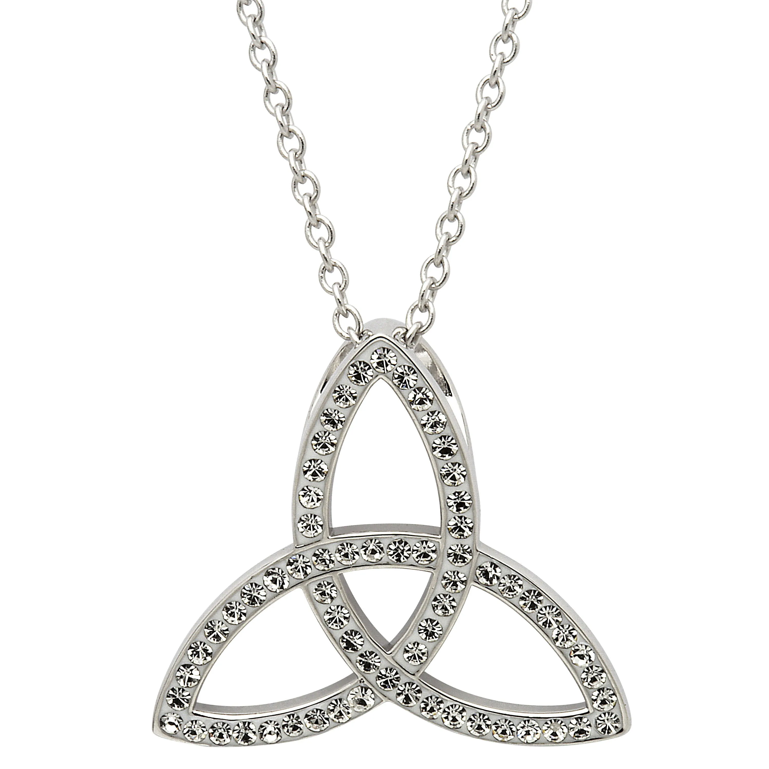 Platinum Plated Trinity necklace With Clear Crystals