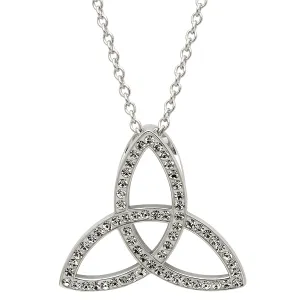 Platinum Plated Trinity necklace With Clear Crystals
