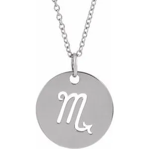 Platinum Scorpio Zodiac Disc 16-18" Necklace
