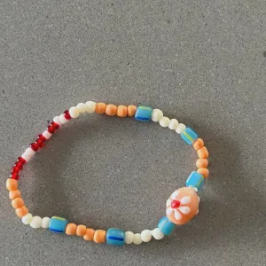 Pleats Bracelet - Peach Bead Flower
