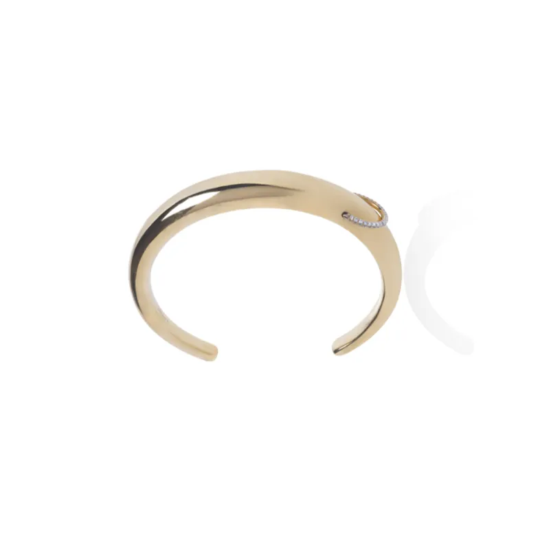 Polished Gold & Diamond Ring Bangle Bracelet