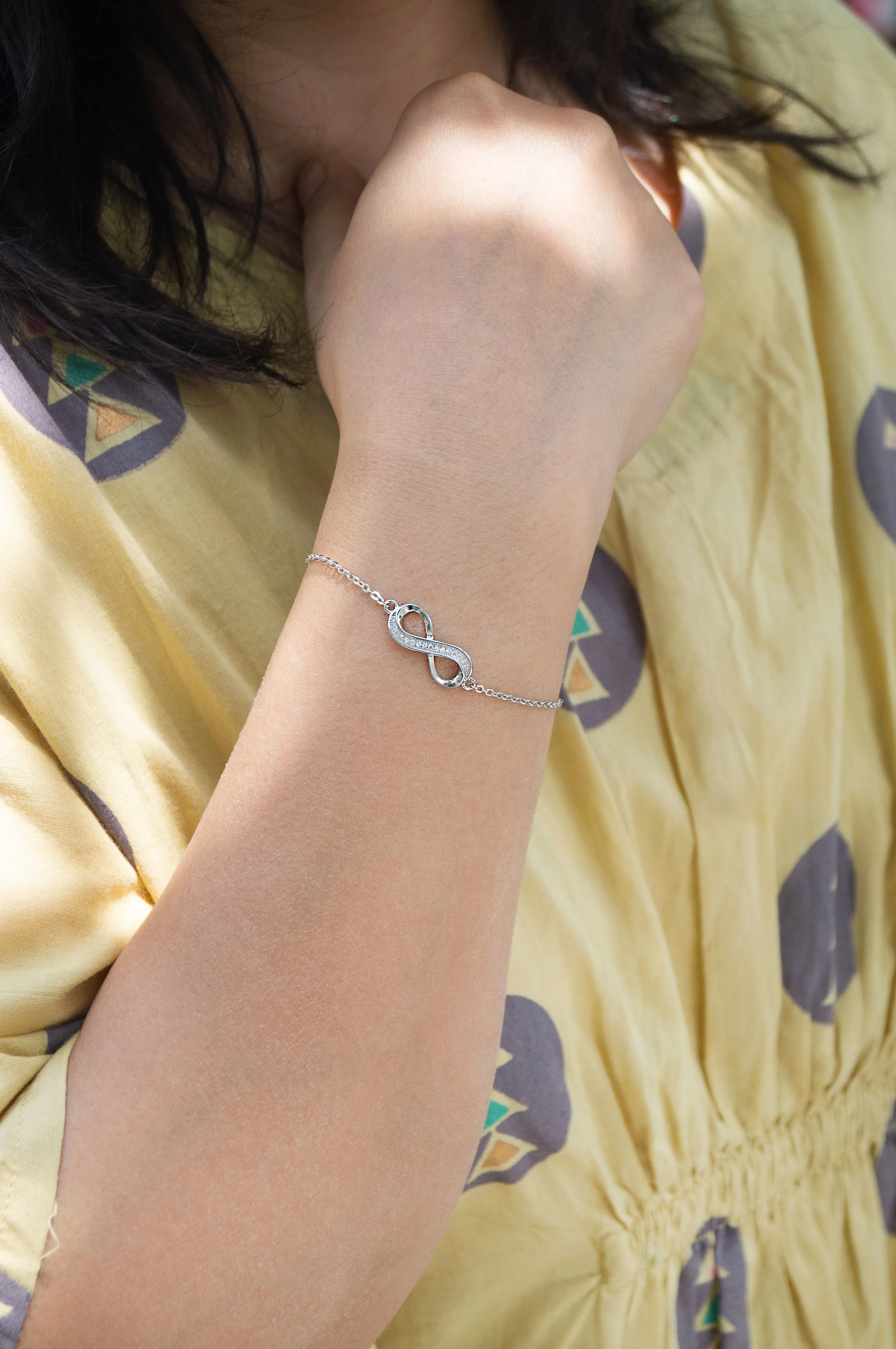 Pretty Infinity Rose Gold Plated Sterling Silver Chain Bracelet