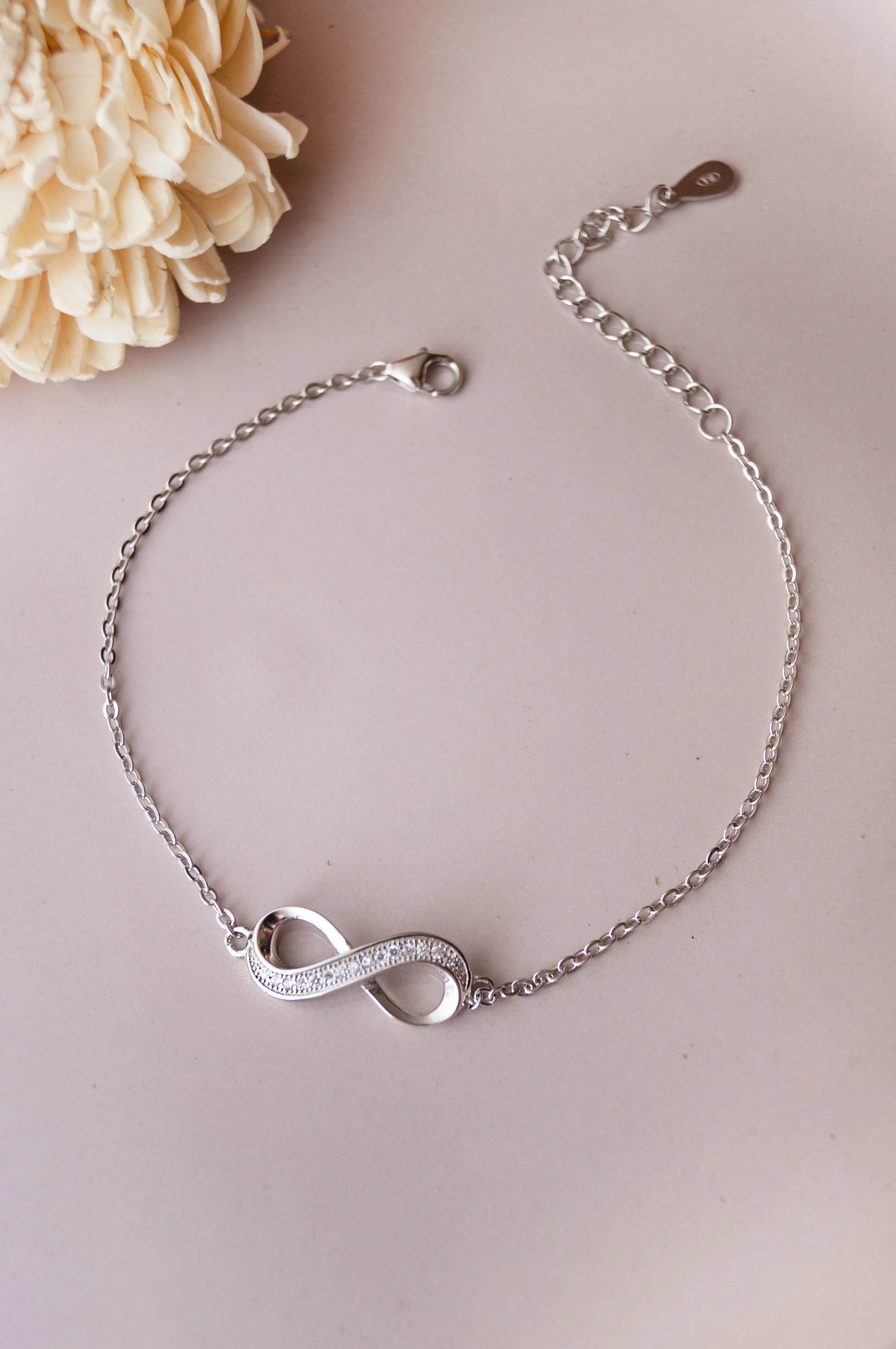Pretty Infinity Rose Gold Plated Sterling Silver Chain Bracelet