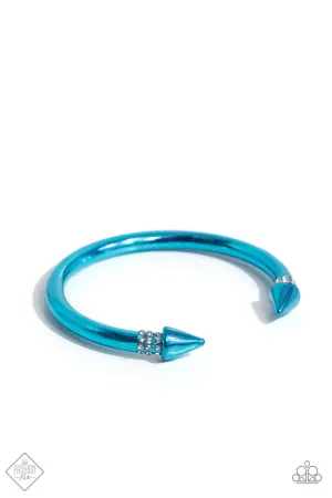 Punky Plot Twist - Blue - White Rhinestone Paparazzi Cuff Bracelet - December 2023 Magnificent Musings