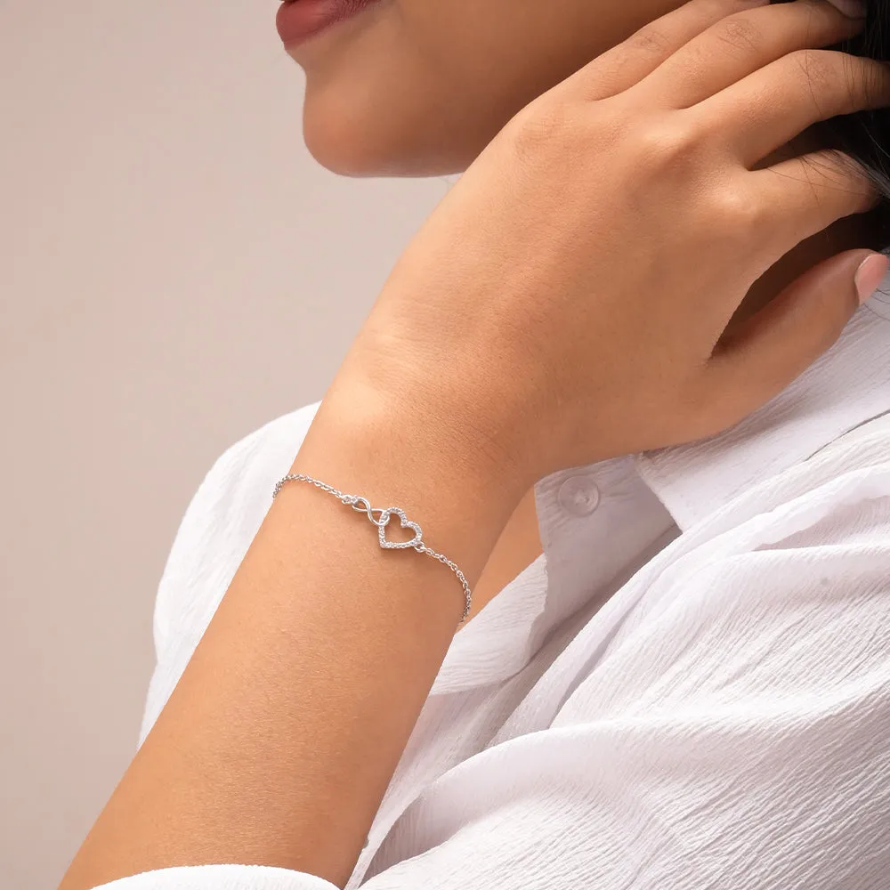 Pure Heart Infinity Bracelet in 92.5 Sterling Silver