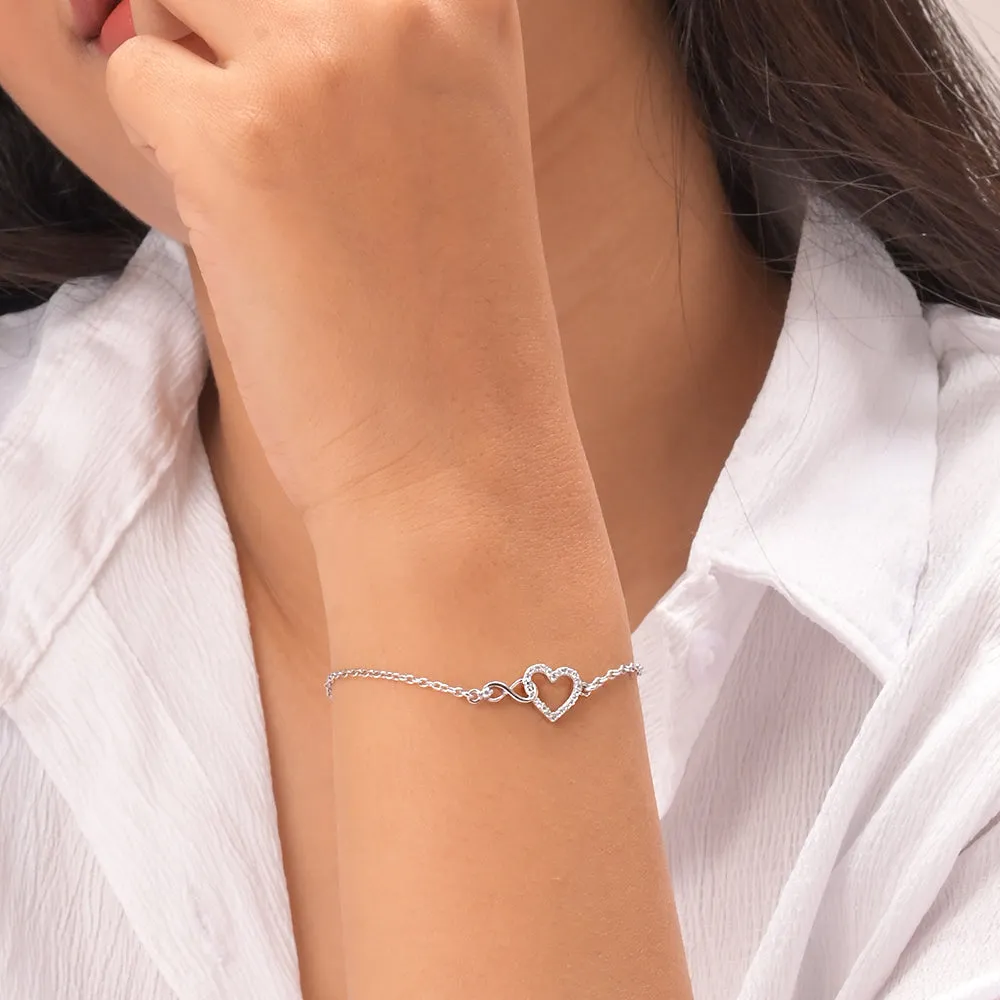 Pure Heart Infinity Bracelet in 92.5 Sterling Silver