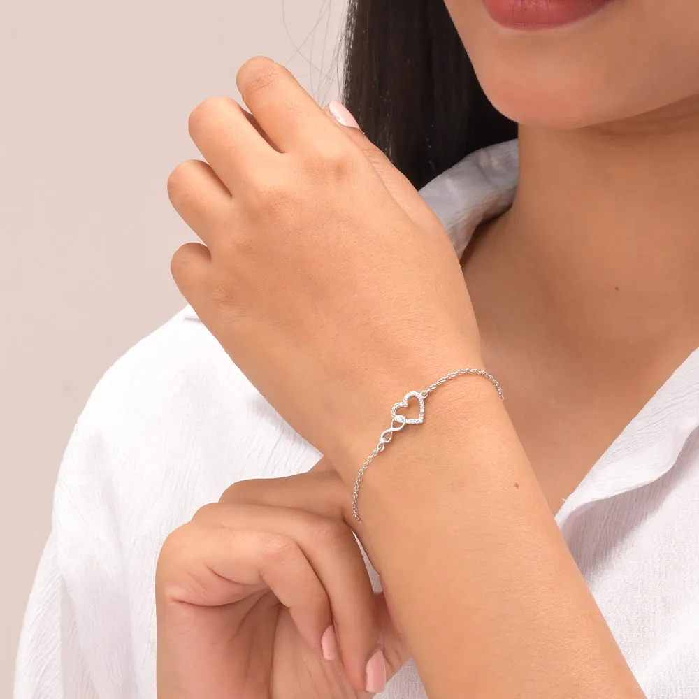 Pure Heart Infinity Bracelet in 92.5 Sterling Silver
