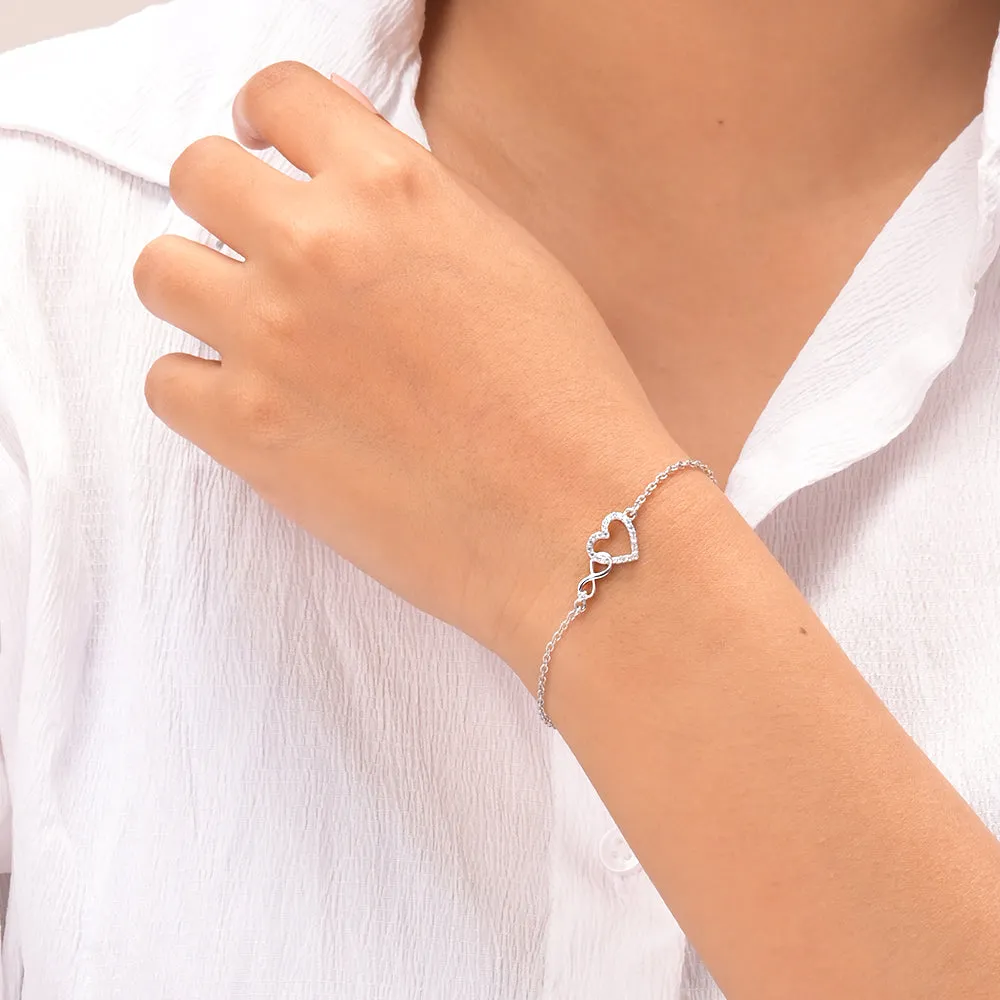 Pure Heart Infinity Bracelet in 92.5 Sterling Silver