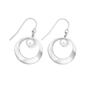 Pure Mini Mobius With Pearl Earrings