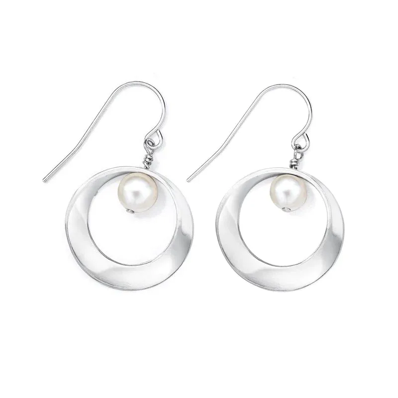 Pure Mini Mobius With Pearl Earrings