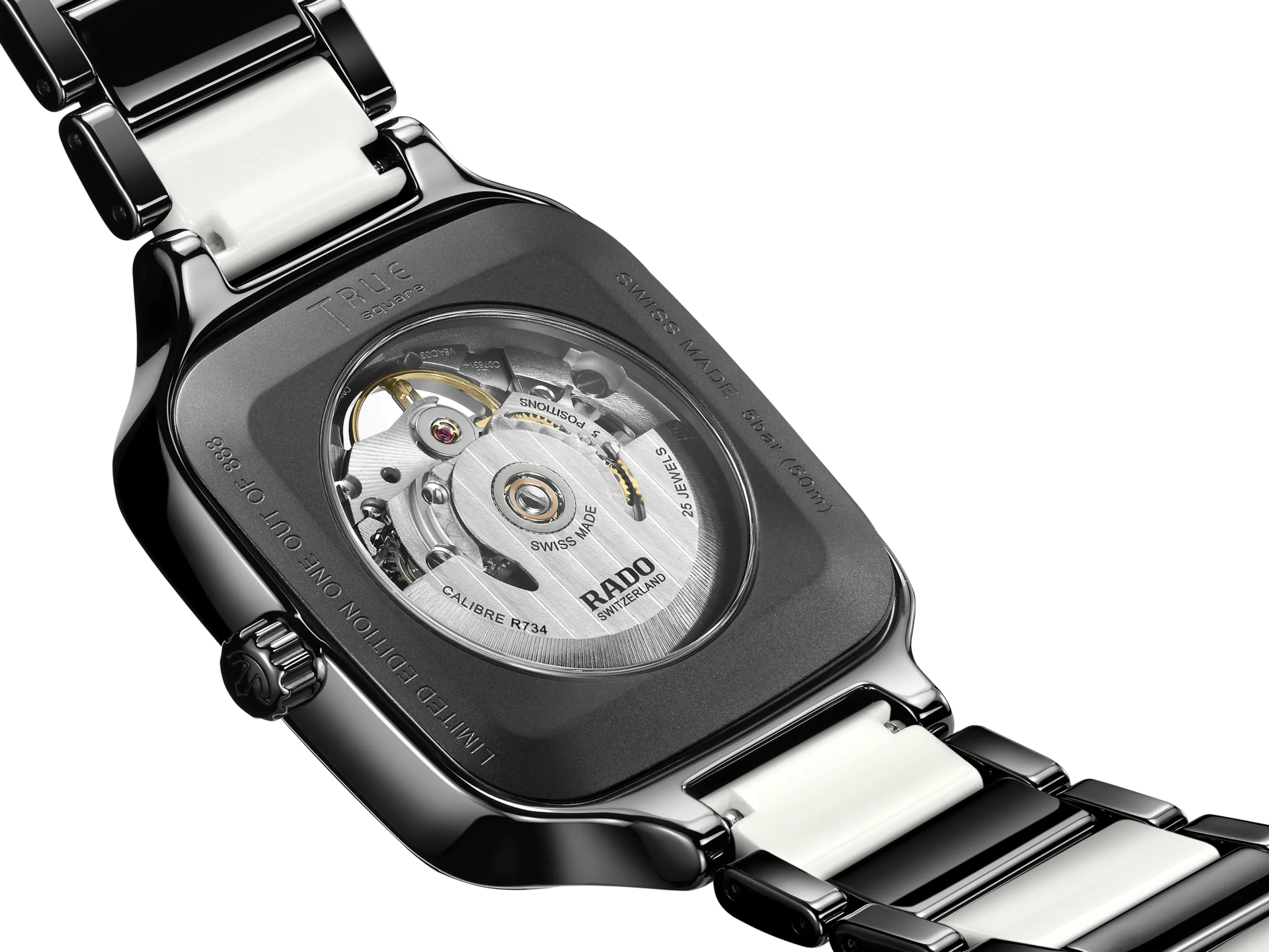 RADO True Square Automatic Open Heart Black-White 38mm Limited Edition Unisex Watch R27086752