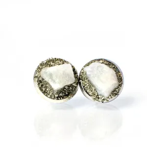Rainbow Moonstone Stud Earrings