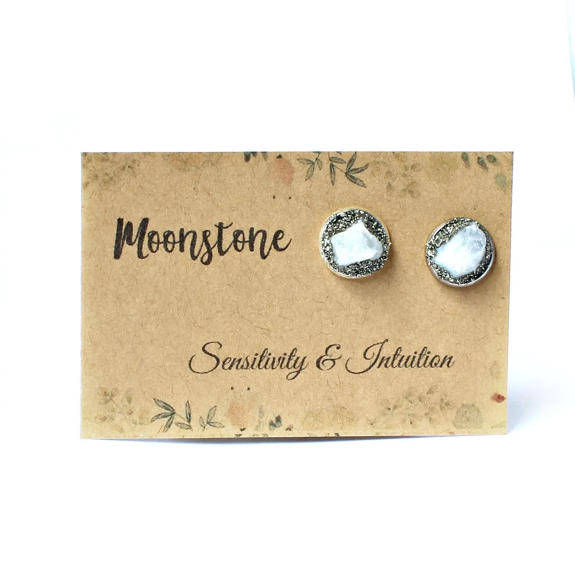 Rainbow Moonstone Stud Earrings