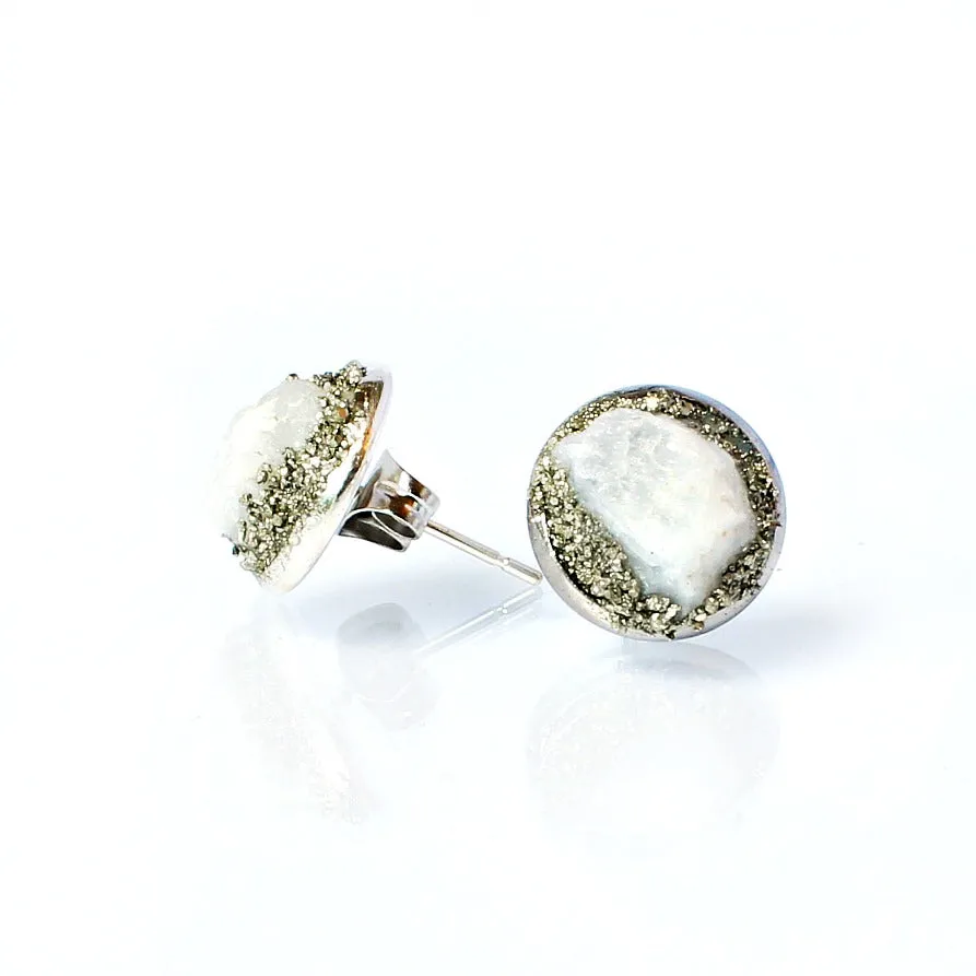 Rainbow Moonstone Stud Earrings