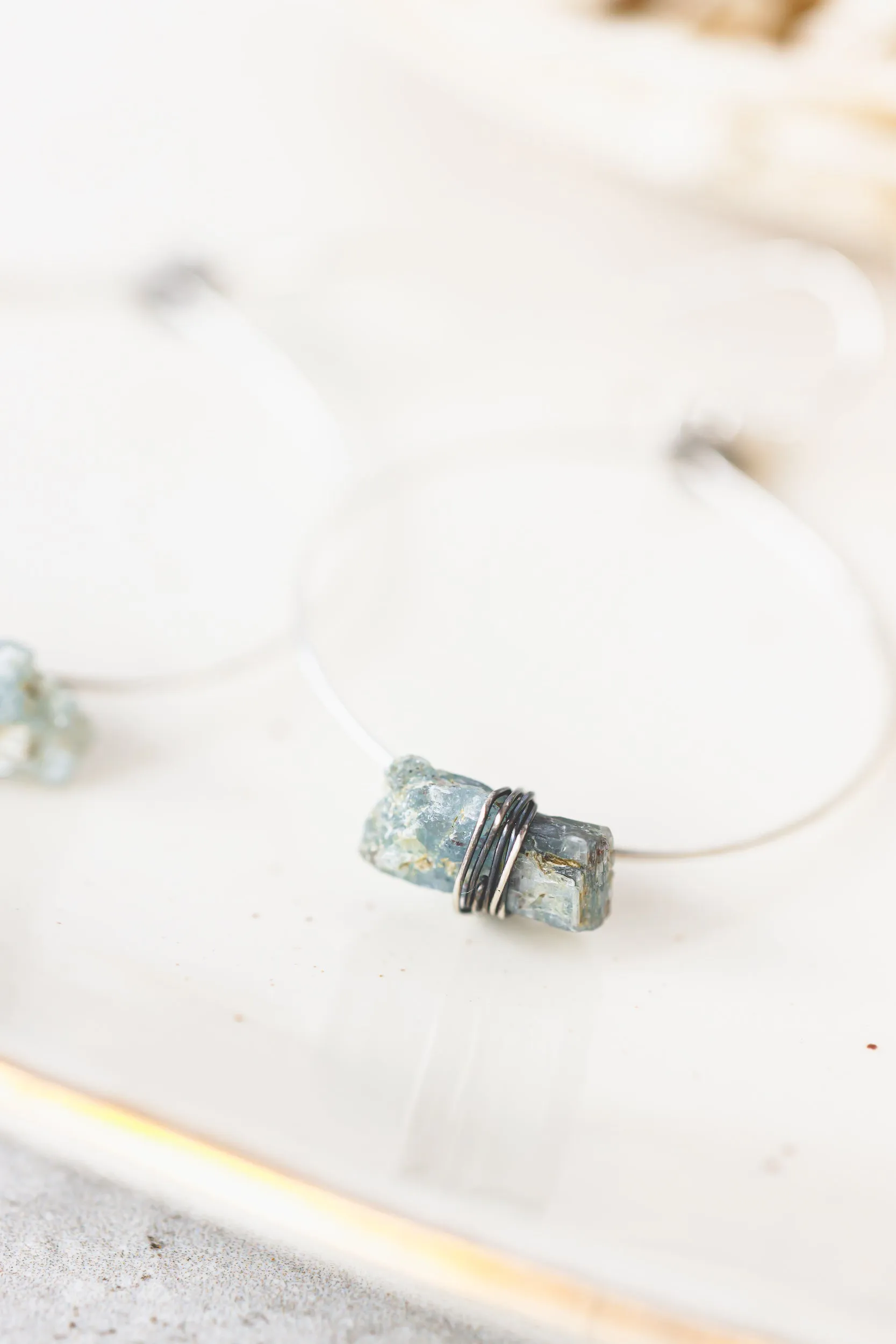 Raw Kyanite Sterling Silver Statement Earrings