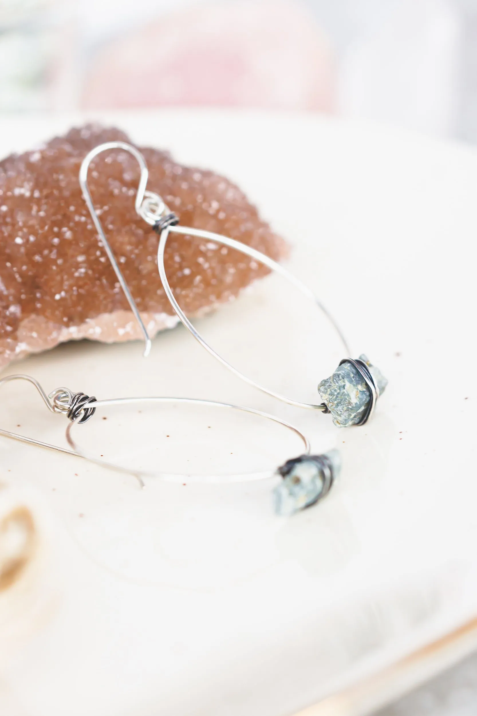 Raw Kyanite Sterling Silver Statement Earrings