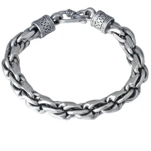 Real Solid 925 Sterling Silver Bracelet Braided Twist Chain Punk Jewelry 7.9"