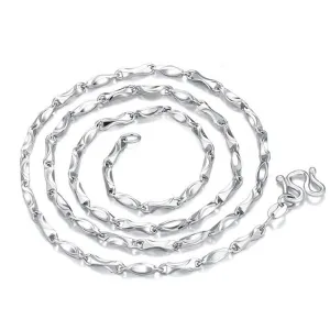 Real Solid 990 Sterling Silver Necklaces Twist Chain Platinum Plating 18"- 24"